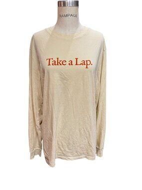 Outdoor Voices Take A Lap Long Sleeve Graphic Tee XL Beige Retro